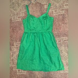 Cynthia Rowley green linen fit & flare strappy mini dress size small